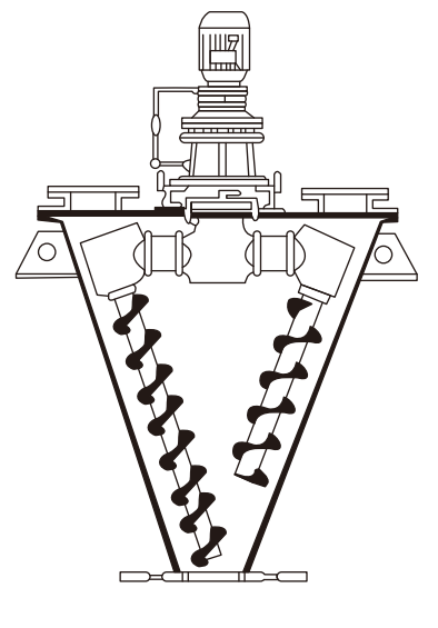 Inside the DSH double screw conical mixer structure diagram showing labeled components