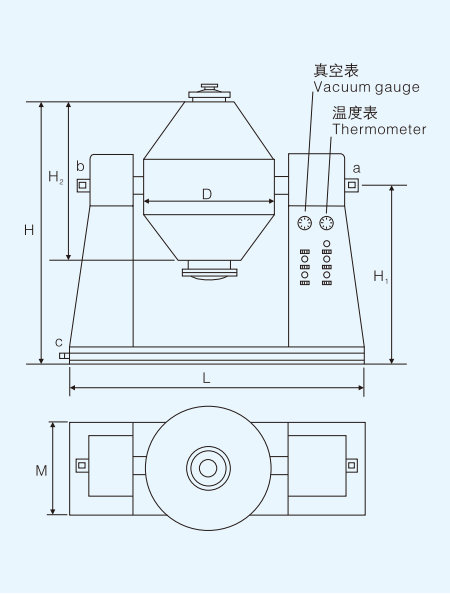 Inside the SZG conical vacuum dryer structure diagram showing labeled components